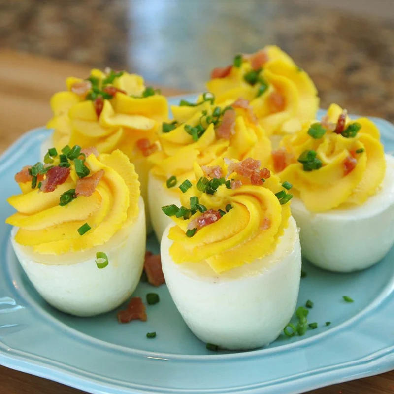 Description Picture 4 of item6 Pieces Egg Boiler Poachers Steamer Multi Functional Egg Slicer Cutter Silicone Egg Cups Boilers White Red Yolk Divider