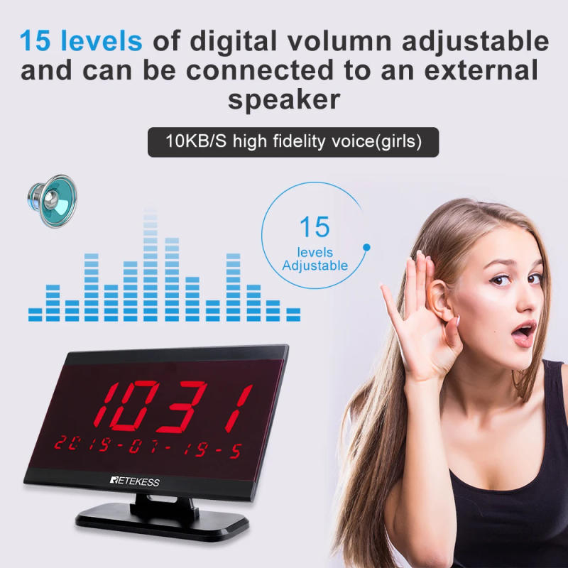 Description Picture 6 of itemRetekess Wireless Calling System Restaurant Pager TD105 Waiter Screen Receiver 30 T117 Call Buttons For Cafe Bar Hospital Hotel