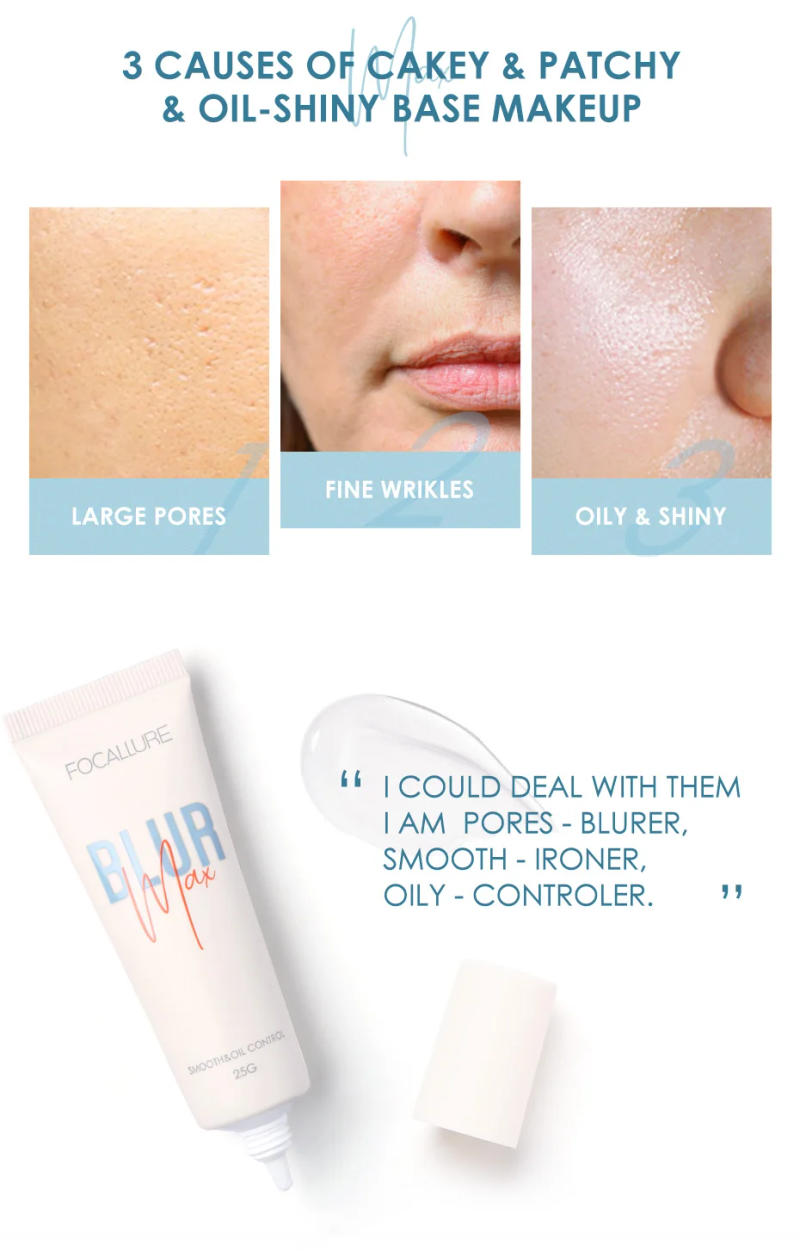 Description Picture 4 of itemWholesale FOCALLURE Oil Control Face Primer Gel High Coverage Invisible Pore Blurring Smooth Foundation Base Makeup Cosmetics