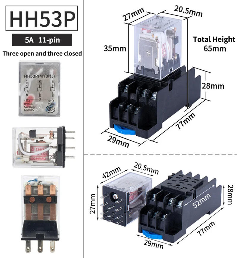 Description Picture 4 of item220/240V AC 10A 8PIN Coil Power Relay LY2NJ HH62P HHC68A-2Z With Socket Base 8Pin Miniature Relay