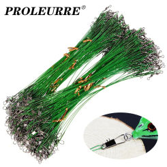 20PCS Anti Bite Steel Fishing Line Steel Wire Leader With Swivel Fishing Accessory 15cm 20cm 25cm Lead Core Leash Fishing Wire
