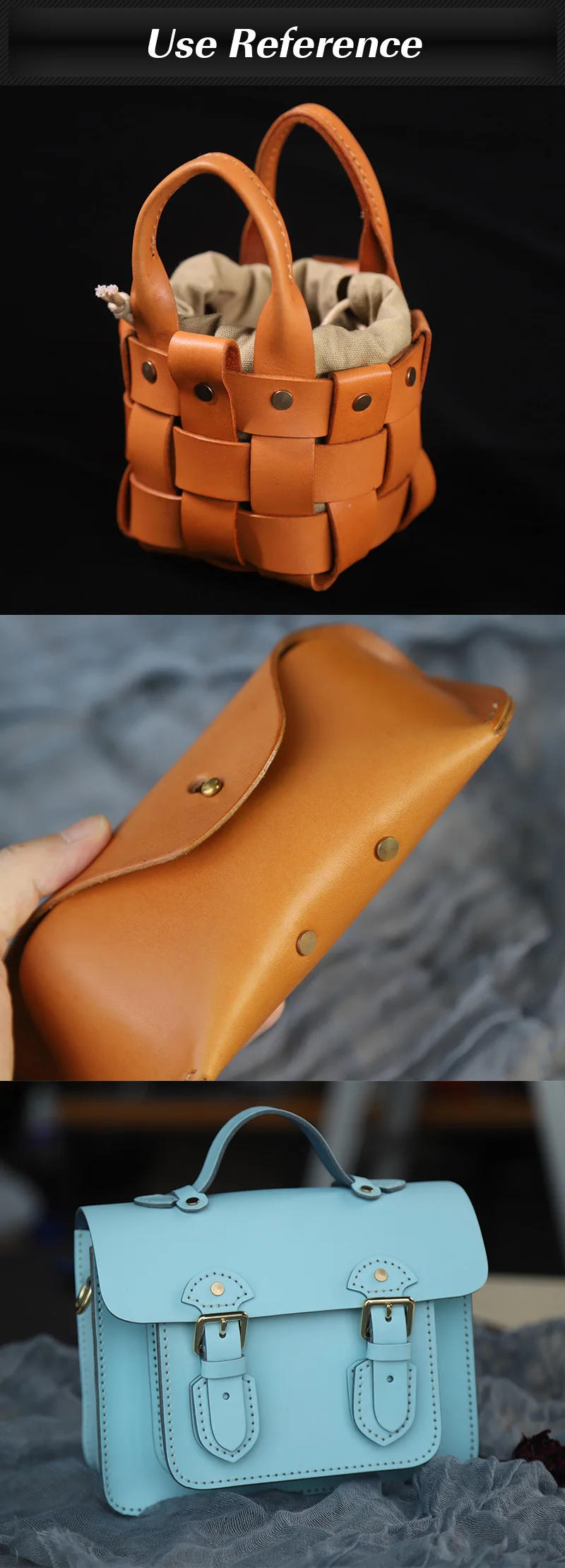 Description Picture 5 of itemWUTA 10 set Solid Brass Flat Head Rivet Double-sided Belt Nails Strong Fxed Buckle Leathercraft Hardware Install With Hammer