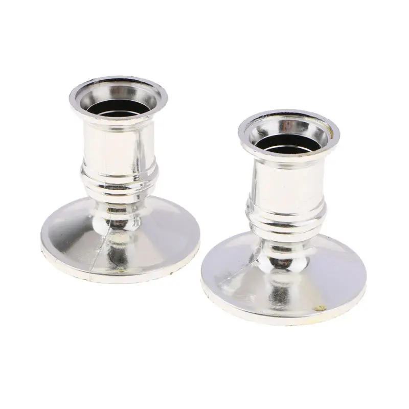 Description Picture 2 of item2pcs Sliver Pillar Candle Base Taper Candle Holder Candlestick Christmas Wedding Party Table Ornaments Home Decoration