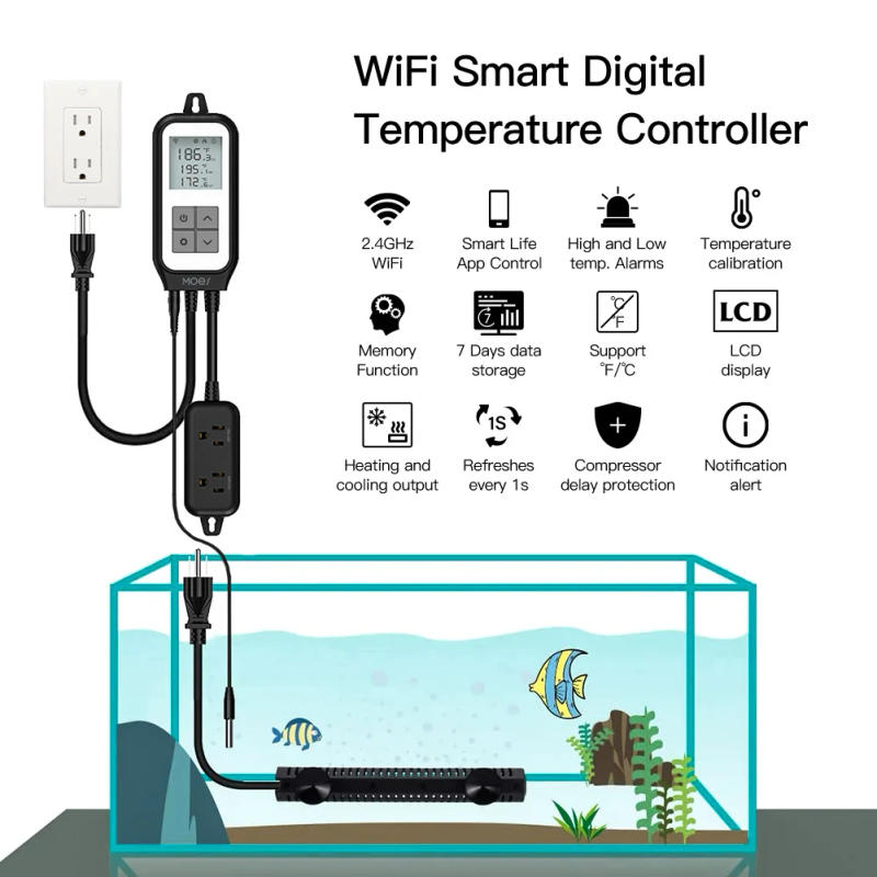 Description Picture 4 of itemWiFi Digital Temperature Thermostat Outlet Plug Heating Cooling Mode Carboy Aquarium Home Brewing Tuya Smart Life App Control