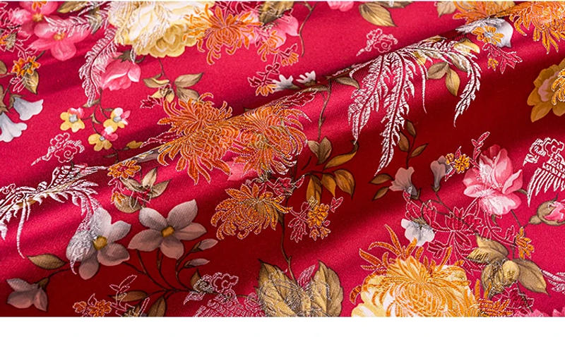 Description Picture 6 of itemFlower Pattern Satin Fabrics Brocade Jacquard Designer Fabric For Sewing Cheongsam Kimono DIY Design Patchwork Dress Material