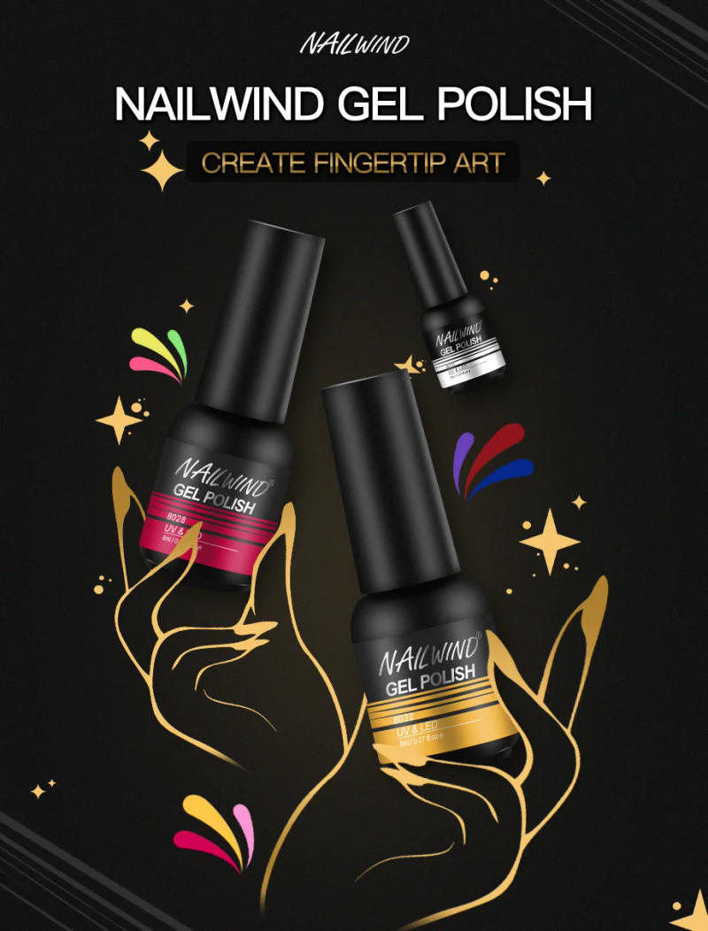 Description Picture 2 of itemNAILWIND White Black Nail Gel UV/Led Nail Polish Semi Permanent Gel Varnishes Hybrid Polish No Wipe Top Coat Nail Art