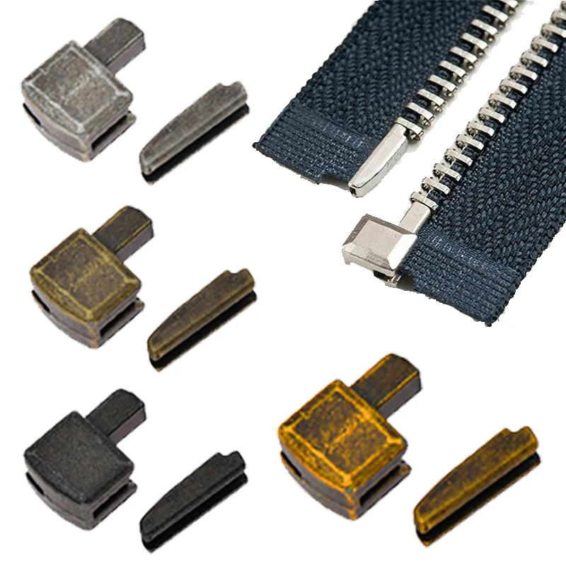 Description Picture 3 of item5 Sets Metal Repair Zipper Stopper Open End Zipper Stopper DIY Sewing Zipper Accessories Clothes Head Sliders Zipper Stop