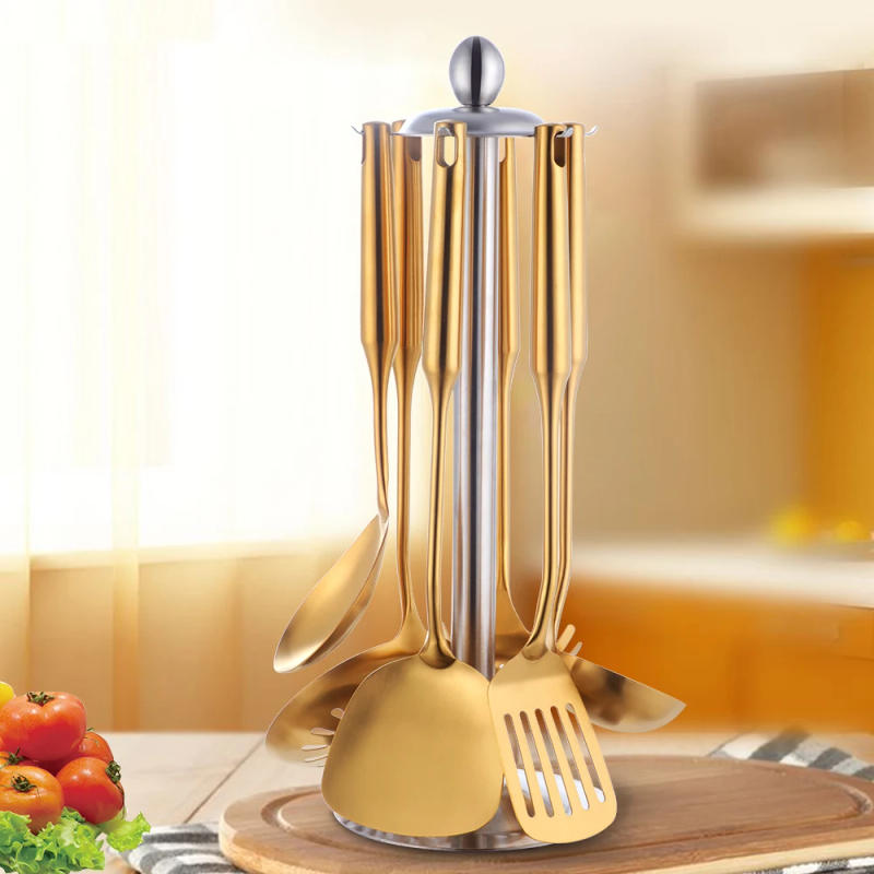 Description Picture 5 of itemGold cookware Stainless Steel Cooking tools spatula Shovels Turner Ladle Spoon Colander Filter Potato Mashers Kitchen Utensils