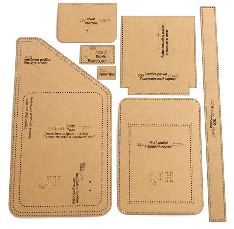 Description Picture 2 of itemDIY Handmade Leather Men's Fashion Chest Bag Sewing Pattern Hard Kraft Paper Stencil Template DIY Craft Supplies 37cm*20cm