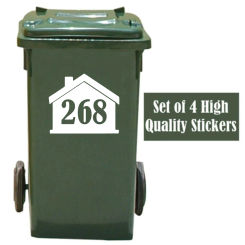 4Pcs Custom Rubbish Trash Can Wheelie Bin House Number Stickers Decal Garage Home Decor