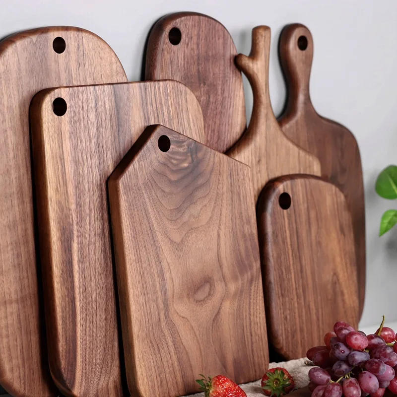 Description Picture 2 of item1 pcs Black Walnut Chopping Blocks Kitchen Wood Food Plate Wooden Pizza Sushi Bread Whole Wood Tray Cutting Board No Paint