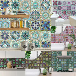 10/15/20/30cm Retro Pattern Tile Floor Stair Sticker Home Decoration Kitchen Fridge Vinyl Wall Sticker Peel & Stick Wall Decals