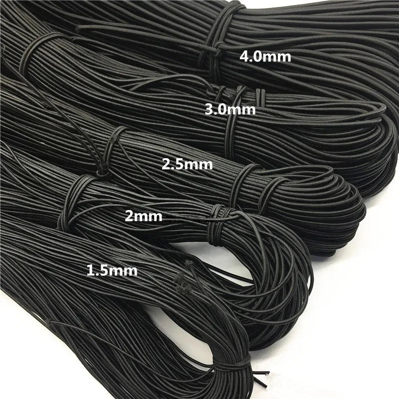 Description Picture 2 of itemHigh-Quality White Black Round Elastic Band Elastic Rope Rubber Band DIY Sewing Accessories 1MM/1.5MM/2MM/2.5MM/3MM/4MM 2Meter