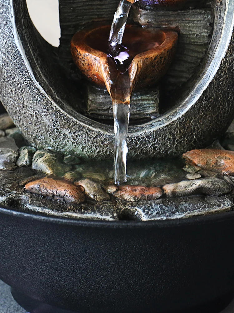 Description Picture 5 of itemMultifunction Indoor Water Fountain & Candle Holders With LED Lights Three Tier Soothing Cascading Tabletop Fountains With Rocks