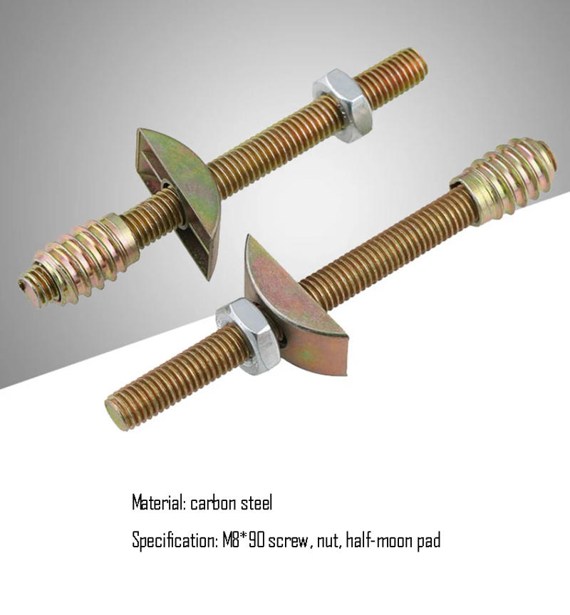 Description Picture 2 of item2Pcs/lots 4 In1 Carbon Steel M8*90 Nut Screw Connector Fasteners Household Bed Connection Accessories Furniture Hardware