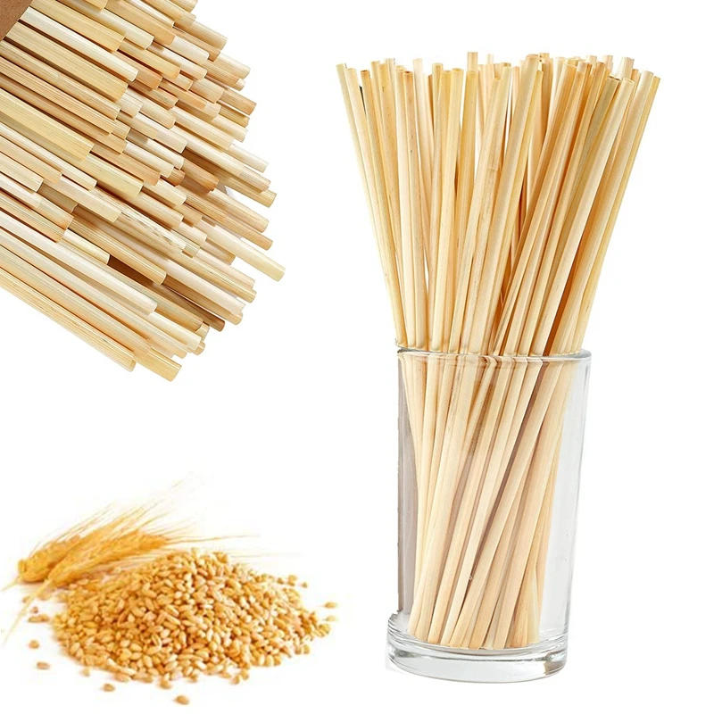 Description Picture 2 of itemPack of 100 Eco-friendly Biodegradable Drinking Straws Disposable Natural Wheat Straws Cocktail Straw Bar Milk Tea Drinks