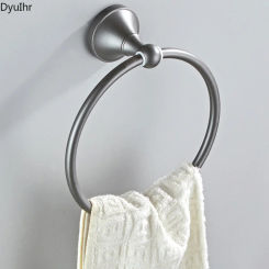 dark gray simple bathroom wall-mounted round towel ring copper material towel rack towel hanging ring bathroom accessories