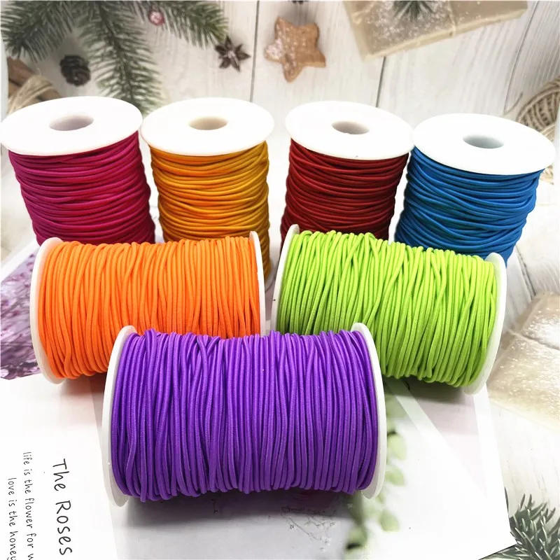 Description Picture 2 of item50m/lot 2mm Colorful High-Quality Round Elastic Band Round Elastic Rope Rubber Band Elastic Line DIY Sewing Accessories