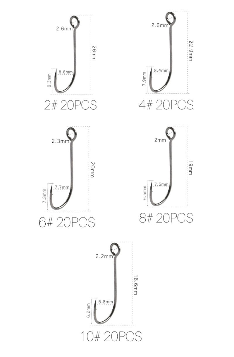 Description Picture 3 of itemSupercontinent Barb Hook Fishing hook big ring Carbon Steel Single Hooks tackle  Worm Hooks With big eyes Ring 20pcs