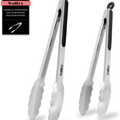 WALFOS Extra Long Stainless Steel BBQ Tongs Salad Food Clips Bread Pasta Serving Tongs Non-Stick Kitchen Cooking Tools