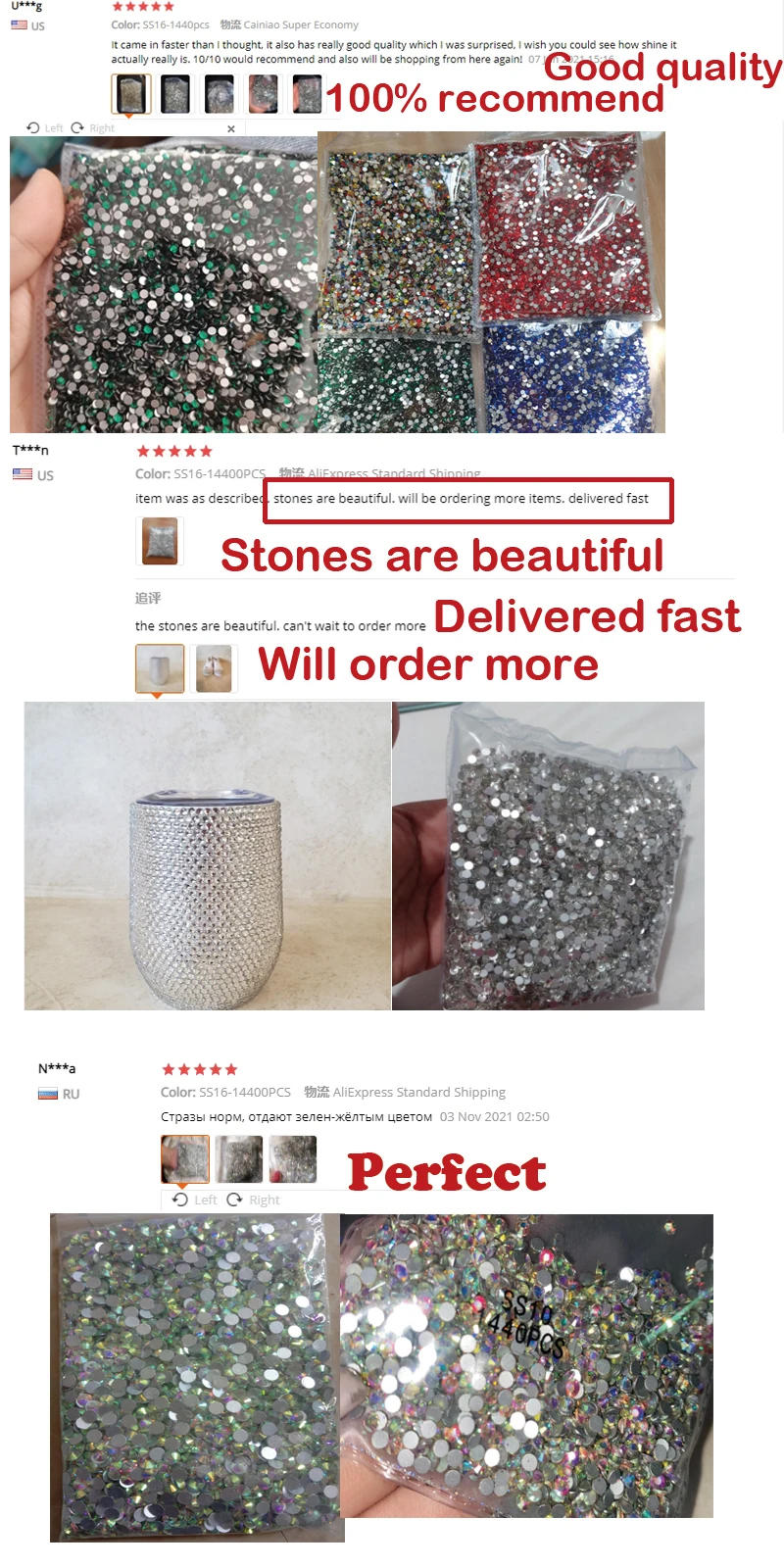 Description Picture 5 of item1440pcs Flatback Nail Crystals Rhinestones for Nails 3D Nail Art Decorations SS3-SS12 DIY Glass Gems Stones AB Clear Rose Gold