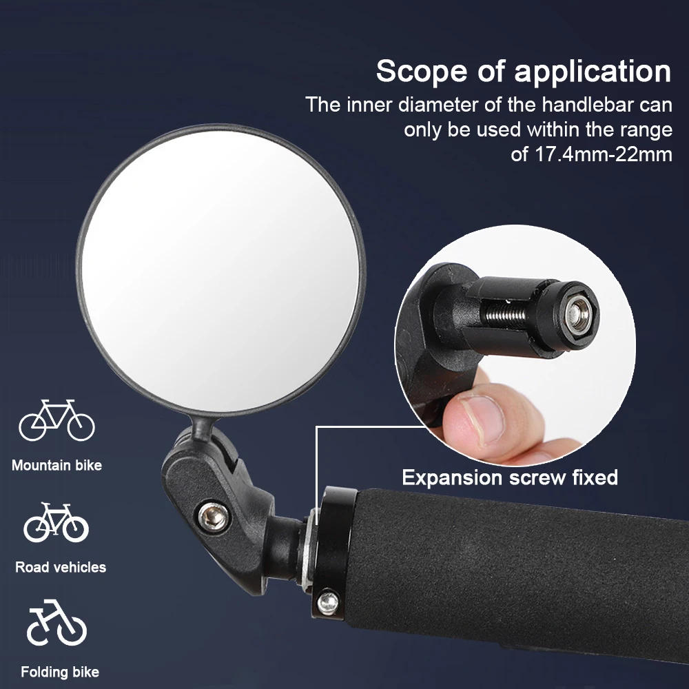 Description Picture 3 of itemUniversal Bicycle Rearview Handlebar Mirror Adjustable 360 Degree Wide-Angle Rear View for MTB Road Bike Cycling Accessories