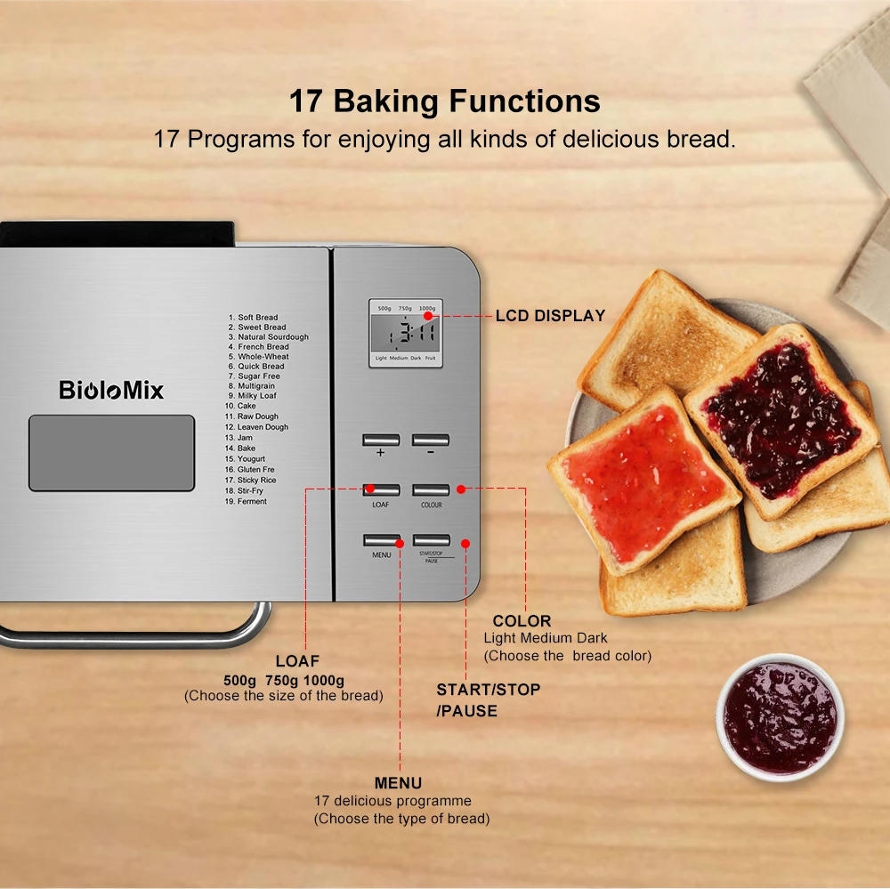 Description Picture 6 of itemBiolomix Automatic Toasters 304 Stainless Steel 650W Programmable Home Kitchen Toaster