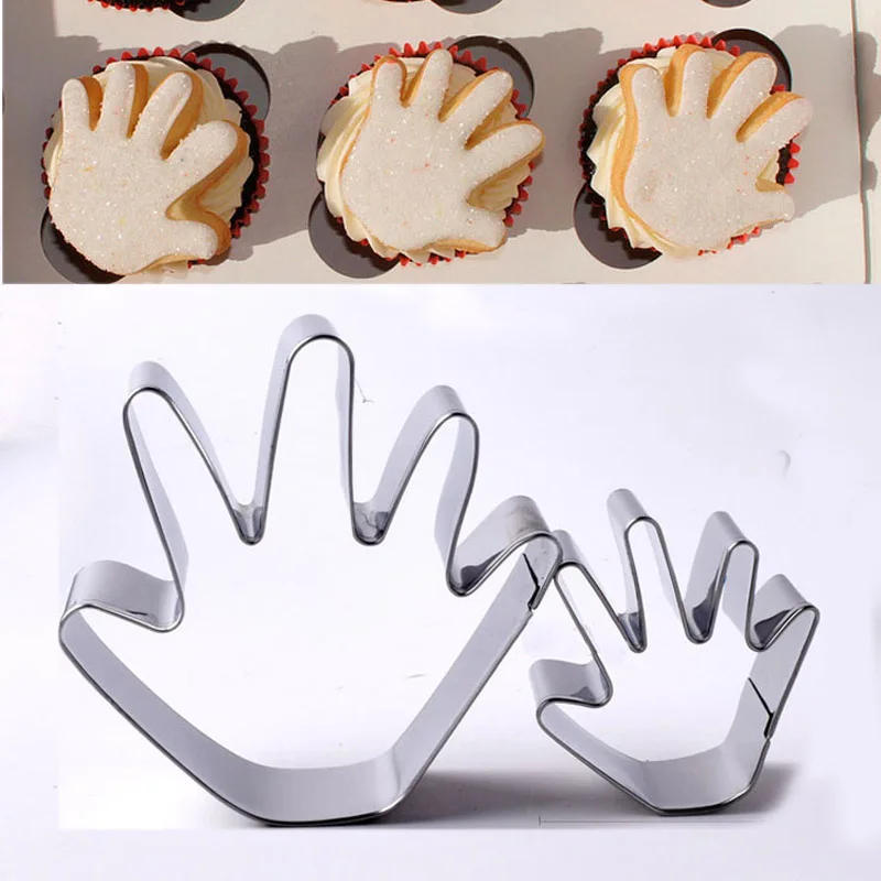 Description Picture 2 of item2pcs patisserie Home Decoration Hand Palm Stainless Steel Cookie Cutter Metal Biscuit Mould Fondant Cake Decor Tool Pastry Shop