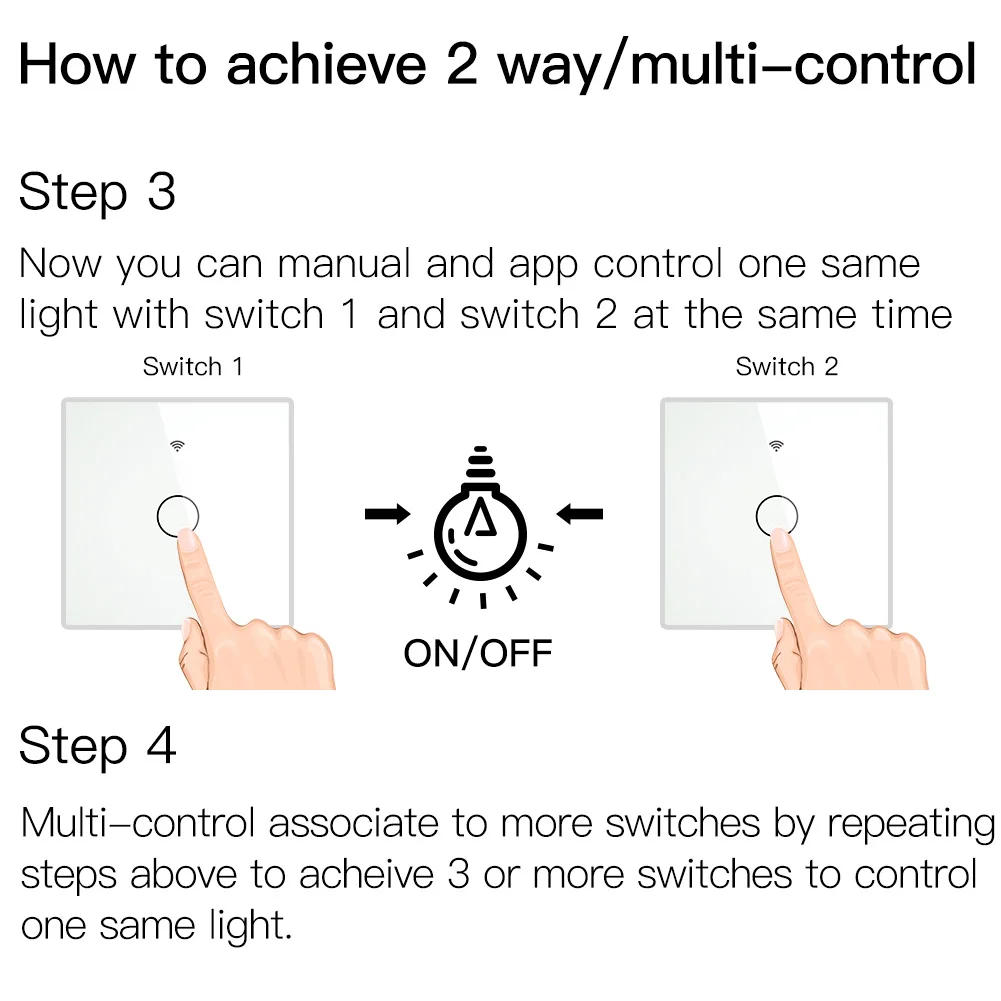 Description Picture 5 of itemMOES ZigBee Wall Touch Smart Light Switch With Neutral/No Neutral,No Capacitor Needed Smart Life/Tuya Works with Alexa,Google