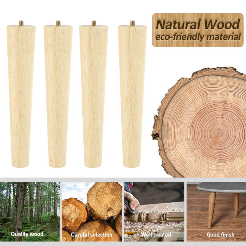 Description Picture 5 of item4Pcs Height 8/15/20/25 CM Solid Wood Furniture Leg, Inclined Cone Sofa Bed Cabinet Table And Chair Replacement Feet Sloping Feet