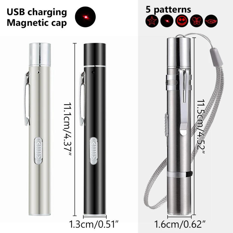 Description Picture 5 of item4mW 3-In-1 Mini Red Laser Pointer Pen USB Rechargeable 3 In 1 Red Light + White LED Torch Light + UV Flashlight Cat Dog Pet Toy