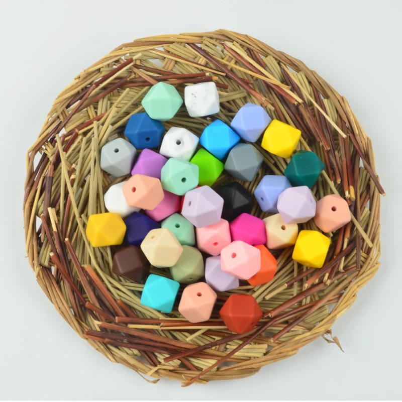 Description Picture 6 of itemLOFCA 50pcs 14mm Mini Hexagon silicone beads Baby Teether BPA Free DIY Necklace Pacifier Chain Baby Teething Care Infant