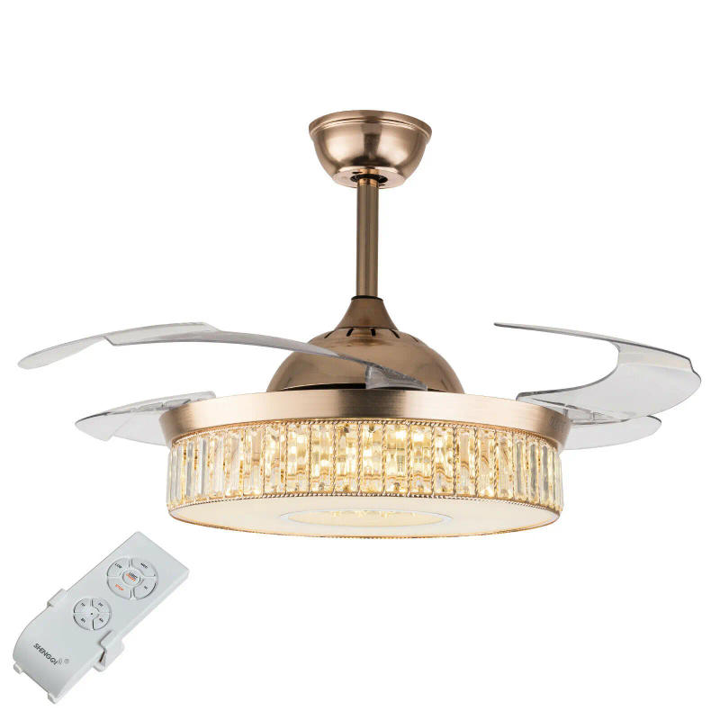 Description Picture 3 of itemOUKANING 42" Ceiling Fan Light W/ LED Lamp Beads Remote Control, 4 Retractable Blades 3 Color Changes Chandeliers for Livingroom