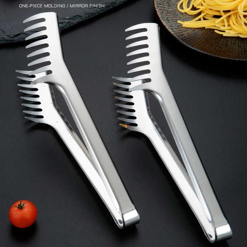 Description Picture 4 of item9 Inch Stainless Steel Noodle Tongs Pasta Spaghetti Tongs Food Clips Stainless Steel Handle Cooking Utensils Kitchen Accessories