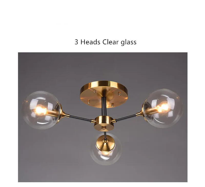 Description Picture 3 of itemModern Parlor LED Chandelier Smoke grey/Clear Glass Dining Room Bedroom Pendant Lamp Gold Home Deco Hanging Light Fixtures