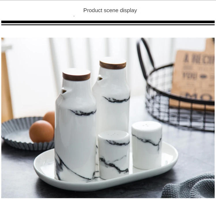 Description Picture 4 of itemCeramics Spice Jar Marbling Seasoning Bottle Nordic Style Creative Pepper Bottle Household Kitchen Supplies Spice Container