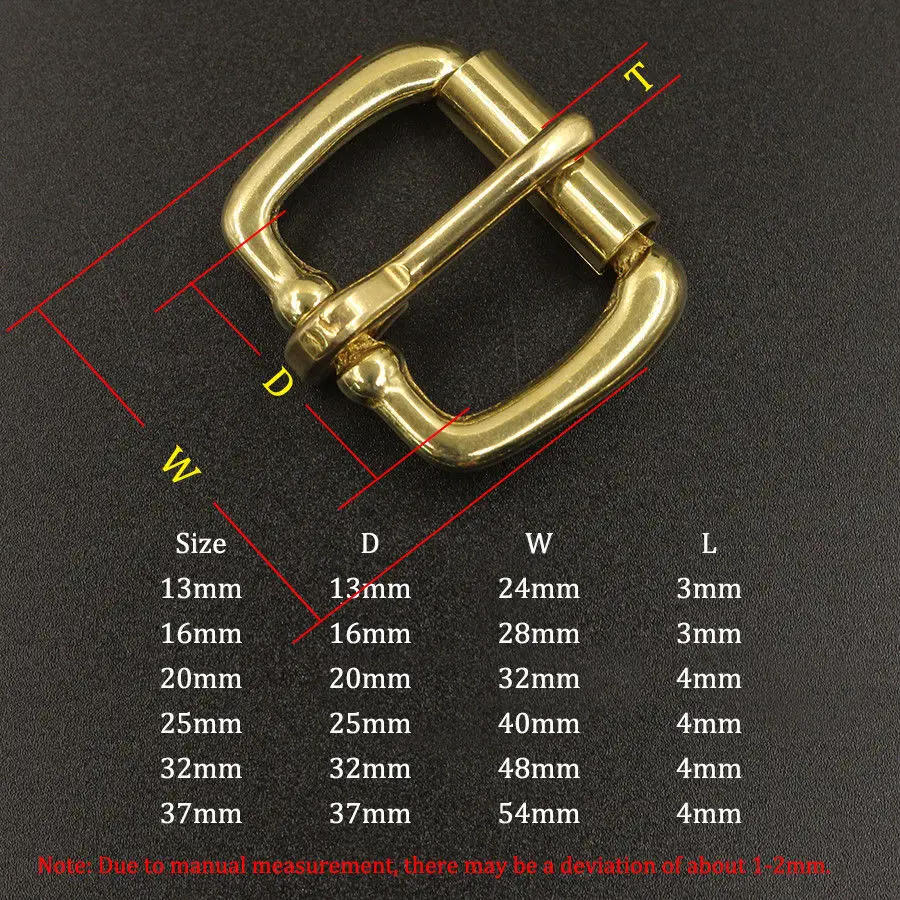 Description Picture 5 of item1x Solid Brass Metal Heel Bar Buckle End Bar Roller Buckle Rectangle Single Pin for Leather Craft Bag Belt Strap Webbing