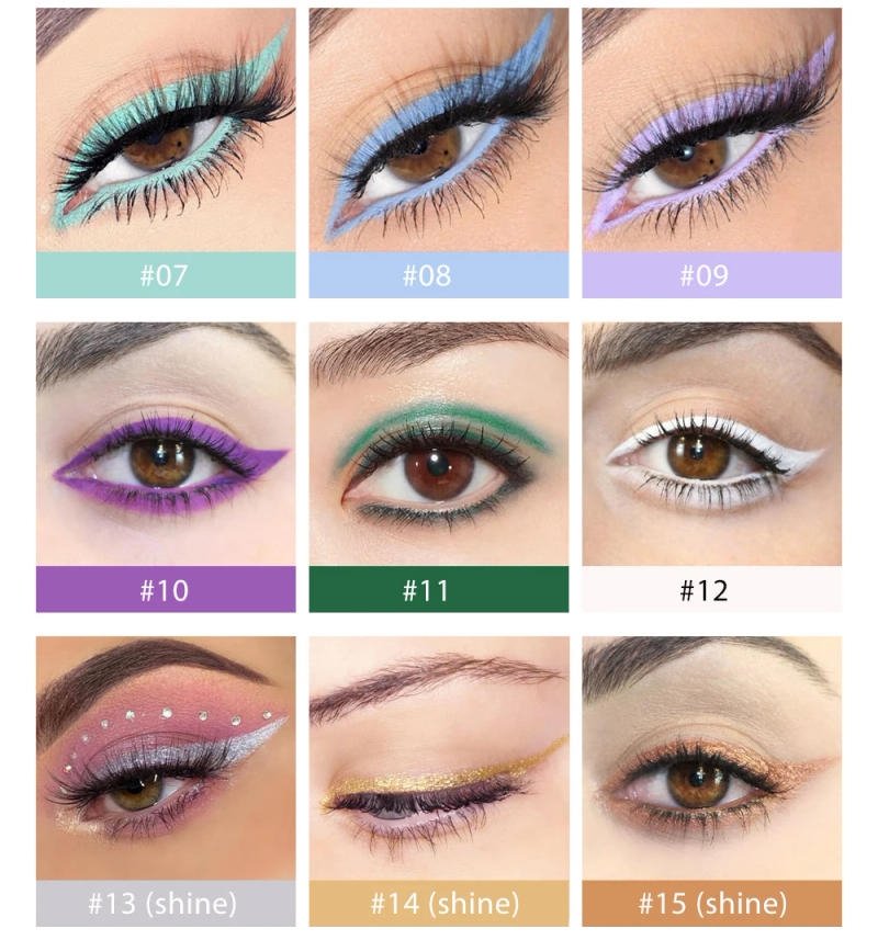 Description Picture 6 of item10/12 Colors Matte Eyeliner Set Glitter Makeup Waterproof Colorful Liquid Crystal Diamond Eye Liner Pen Gel Make Up Cosmetics