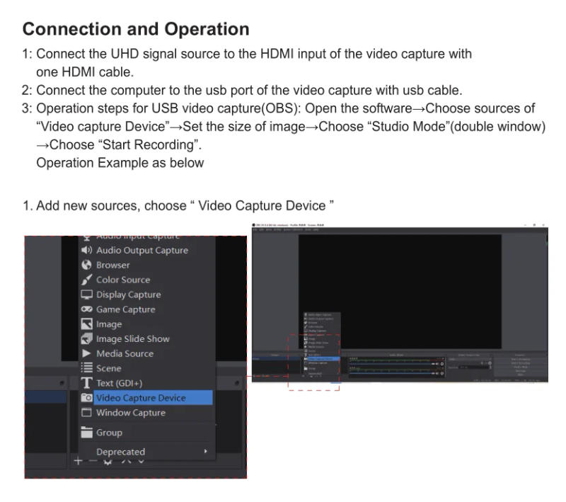Description Picture 3 of itemMini 4K USB 3.0 Video Capture Card HDMI-compatible USB 2.0 Game Recording Box for Computer Youtube OBS Live Streaming Broadcast