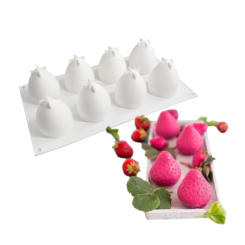 8 Cavity Strawberry Silicone Mold Fruit Mousse Cake Mould DIY Chocolate Jelly Truffle Molds Kitchen Accessories