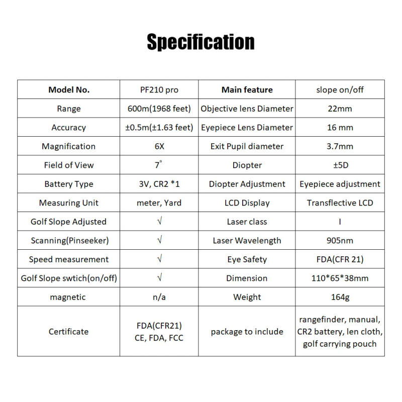 Description Picture 2 of itemMileseey PF210 Pro Black Version Golf Laser Rangefinders 600M Slop Switch High Precision Suitable For Golf Match Telescope Meter