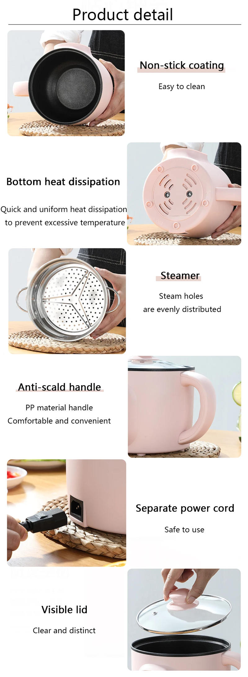 Description Picture 3 of itemDMWD 1.5L Mini Electric Multicooker Breakfast Maker Noodles Pasta Cooker Hot Pot Porridge Soup Cooking Pot For 1-2 People 220V