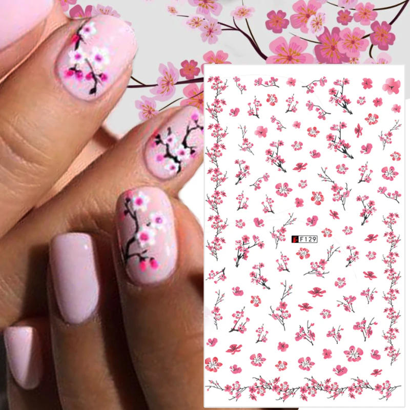 Description Picture 3 of item1pcs Sakura Nail Art Decals Stickers 3D Cherry Blossom Flower Transfer Foils Summer DIY Sliders Manicure Decorations TRF091-F669