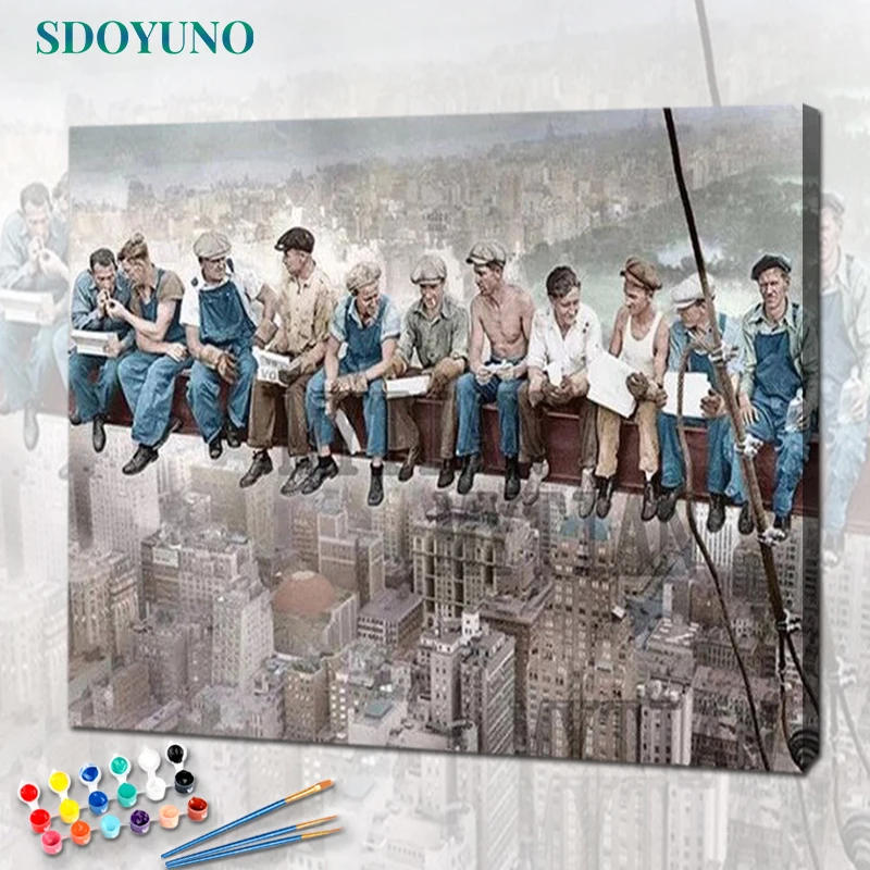 Description Picture 2 of itemSDOYUNO Acrylic Paint By Numbers Figure Oil Painting By Numbers On Canvas 40x50cm Landscape Frameless DIY Home Decor Gift