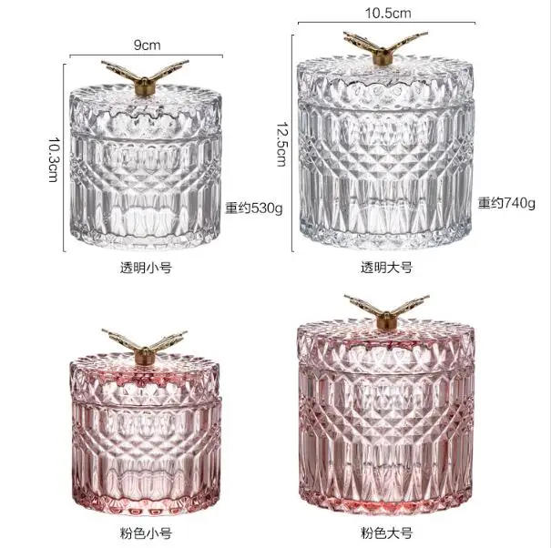 Description Picture 3 of itemNordic Butterfly Glass Storage Jar Jewelry Box Household Cotton Swab Box Desktop Transparent Glass Jar Decoration Decoration