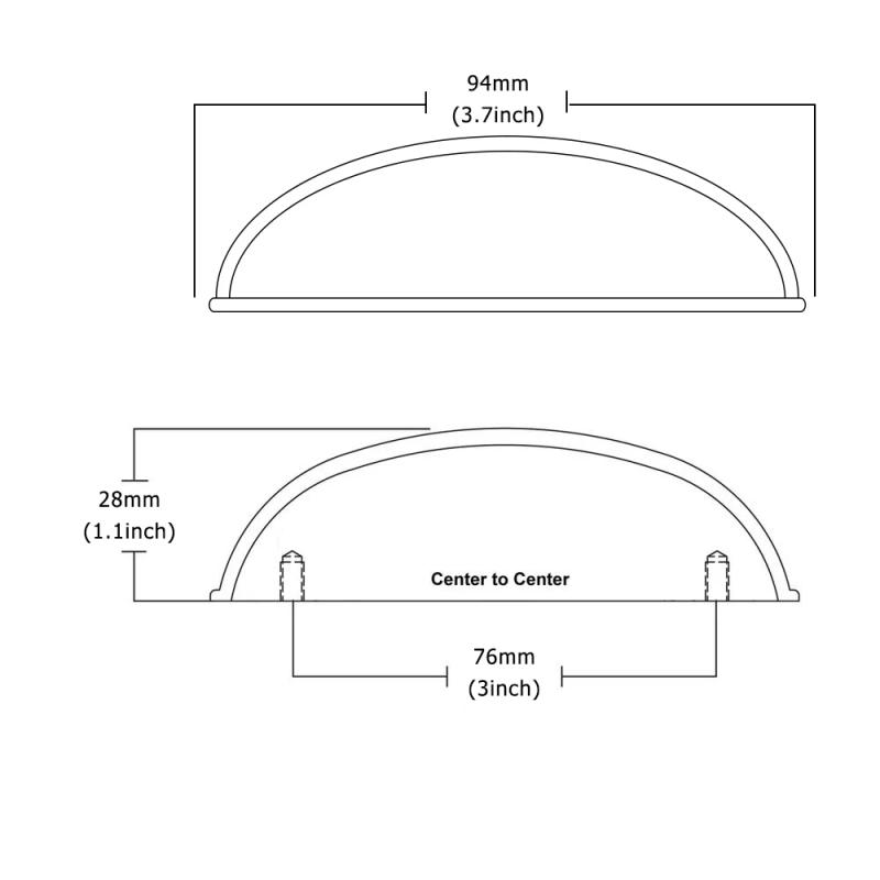 Description Picture 5 of itemDrawer Pulls Matte Black Cup Pulls Flat Black Cabinet Pulls Modern Cabinet Hardware Zinc Alloy Closet Door Pulls, 3in(76mm) Hole