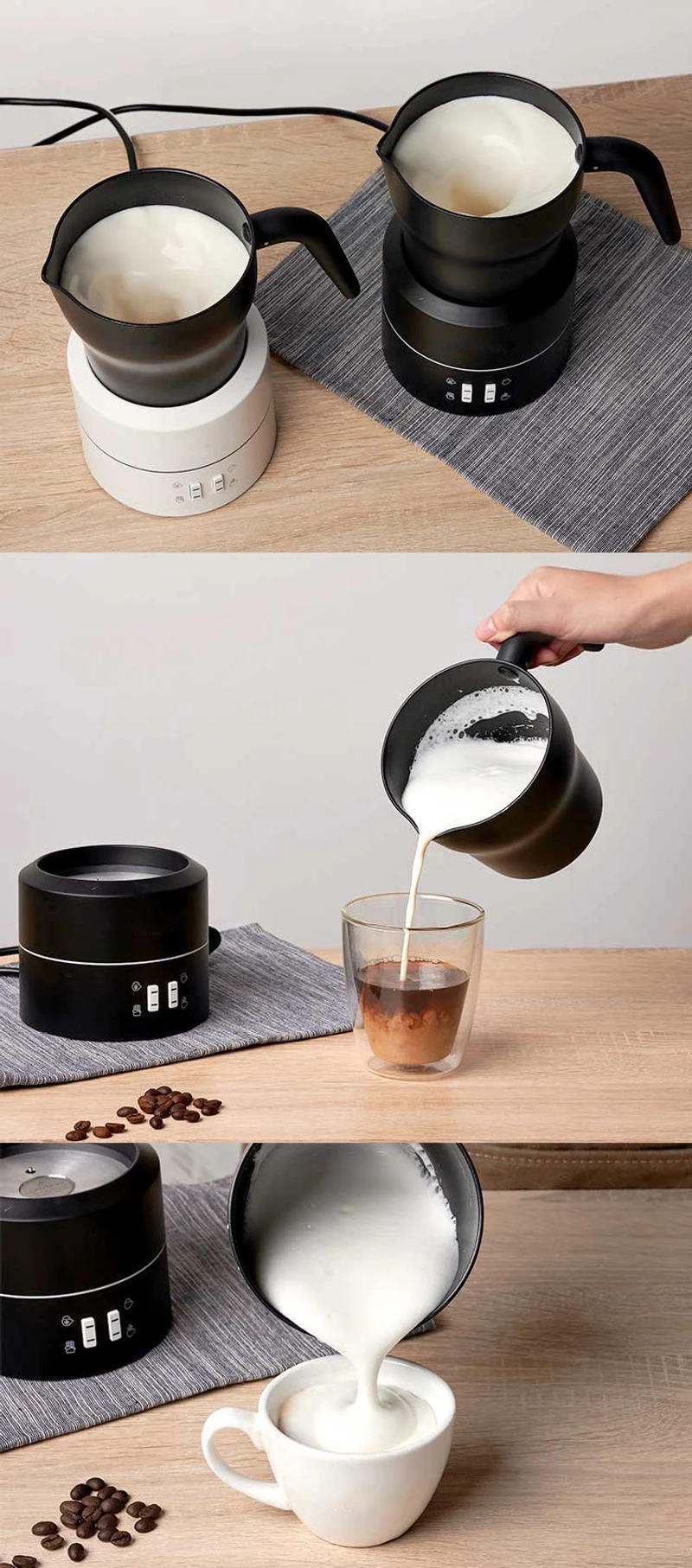 Description Picture 6 of itemJIQI Automatic Electric Milk Frother Milk Steamer Cold/Hot Milk Foam Machine Foamer Espresso Coffee Bubbler Tool Hot Chocolate