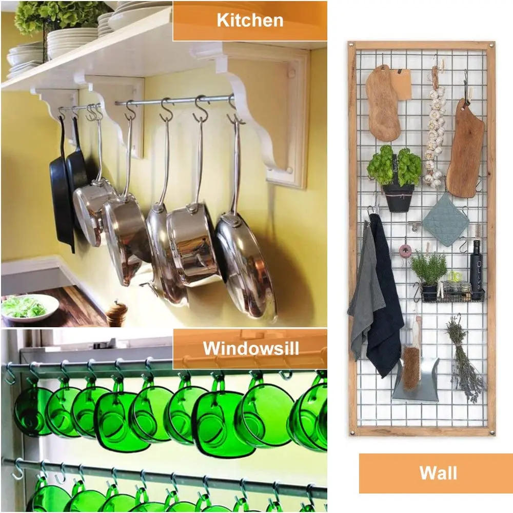 Description Picture 3 of item5/10Pcs S Shaped Hooks Metal S Shaped Hooks S Hook Stainless Steel Multifunctional Sundries Storage Hangers Holder Hooks & Ra