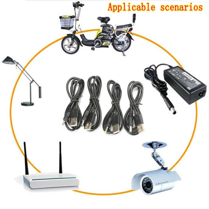 Description Picture 3 of item2PCS/Lot DC Power Adapter Plug USB Convert To 2.5*0.7/3.5*1.35/4.0*1.7/5.5*2.1 Plug With Cable Connector Power Cord