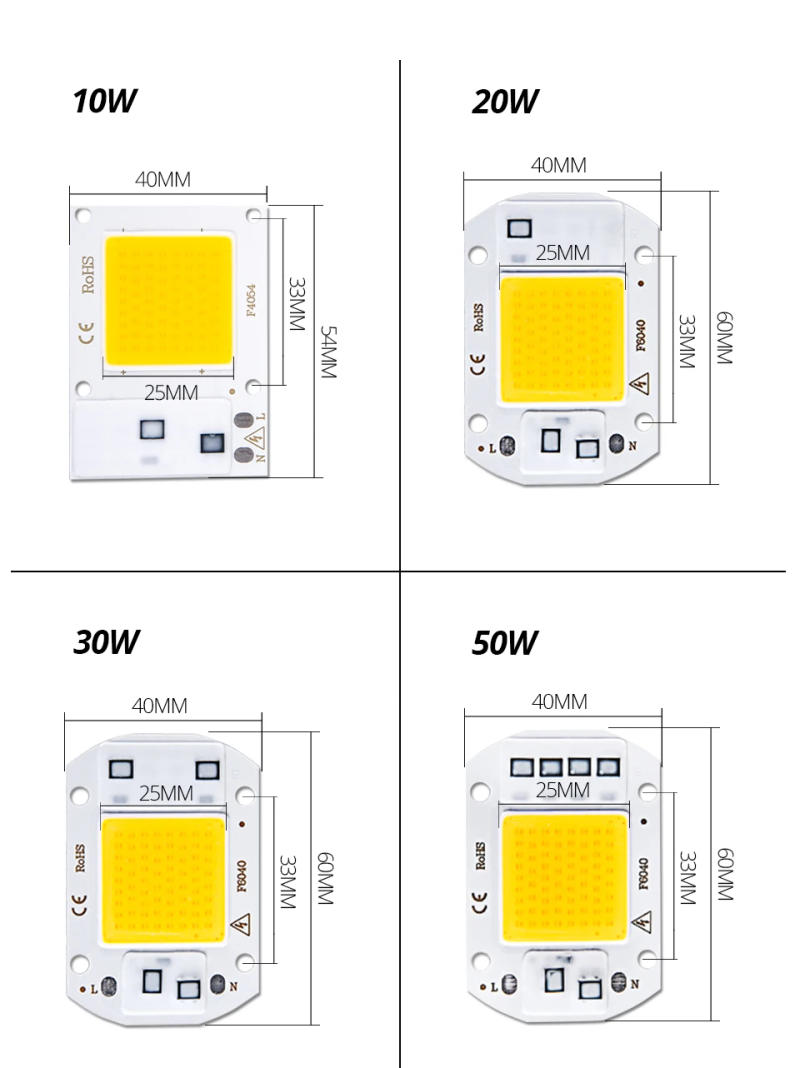 Description Picture 5 of item5pcs LED Chip COB lampr 20W 30W 50W AC 110V 220V No Need Driver DIY Flood light Spotlight Cold Warm White Outdoor Lamp Bead